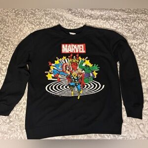 Marvel Black Crewneck Sweatshirt with Colorful Avengers Graphic